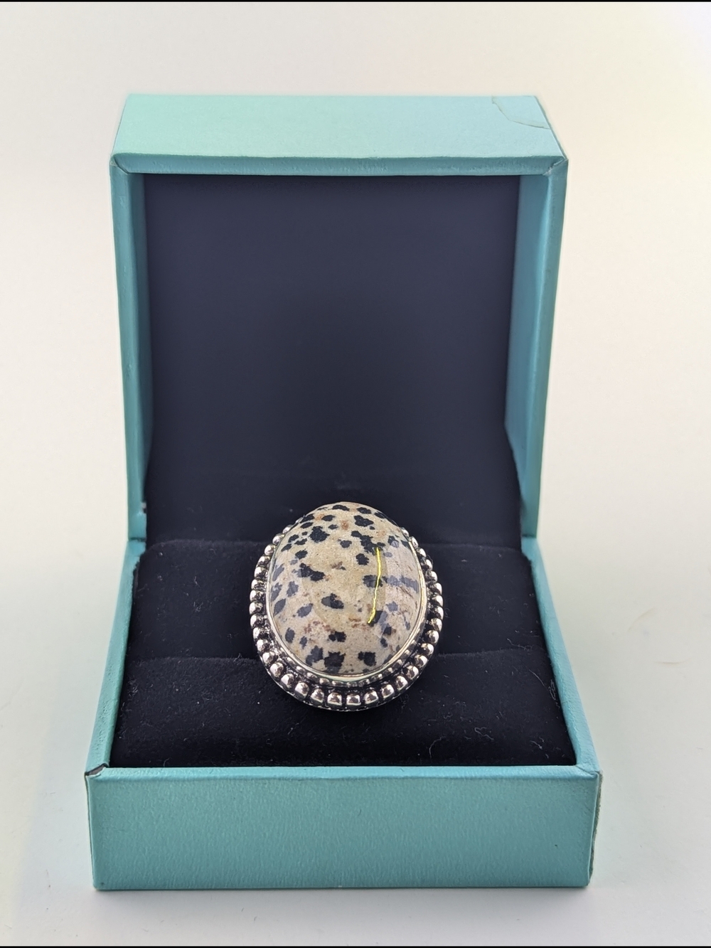 ✨ Vintage Statement Ring – Genuine Dalmatian Jasper & 925 Sterling Silver ✨ - Picture 2 of 7